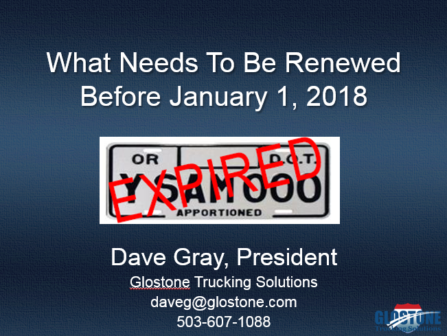 October 2017 webinar: What Needs to be Renewed Before January 1, 2018?
