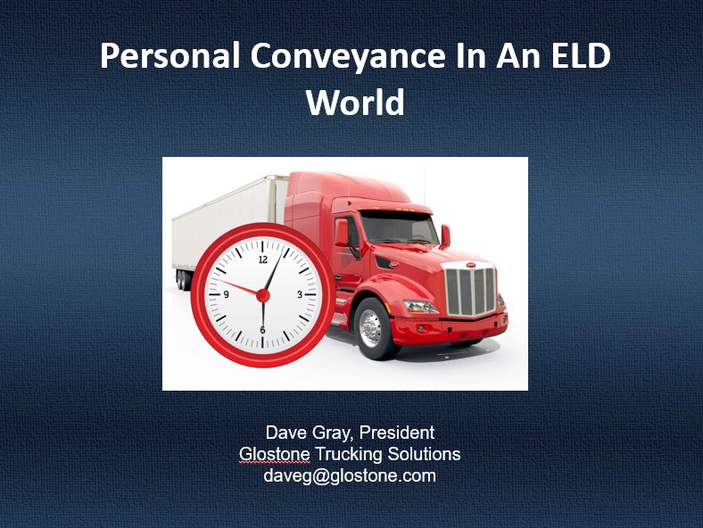 September 2018 webinar: Personal Conveyance and the ELD